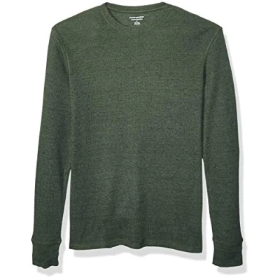 Image of Amazon Essentials Men&#039;s Regular Fit Long Sleeve Waffle Shirt, Olive Heather, XL