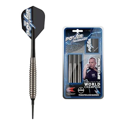 Image of Target Darts Phil Taylor Power Silverlight 18G Brass Soft Tip Set, silver