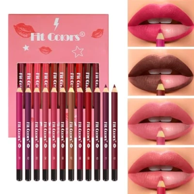 Image of 12 Colours Cream Lip Liner Set, Matte Pencil Lipstick Set Long lasting Wear and Waterproof, High Pigmented Smooth Texture Natural Pen Makeup Gift