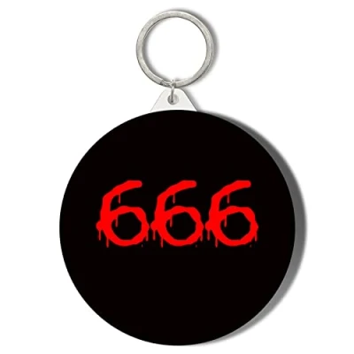 Image of Gift Insanity DEVIL WORSHIP 666 RED ON BLACK Small 45mm Keyring