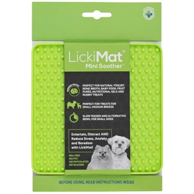 Image of LickiMat Mini Classic Shooter Dog Food Mat, Slow Feeder for Boredom &amp; Anxiety Relief Dogs, Perfect Food, Treats, Yoghurt Peanut Butter, Fun Alternative to a Feeding Bowl, Green