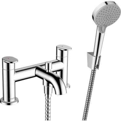 Image of hansgrohe Vernis Blend 2 hole bath tap deck mounted for functions, mixer tap, chrome, 71461000