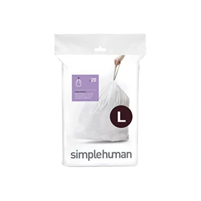 Image of Simplehuman CW0405 Code L Custom Fit Bin Liners, White Plastic (Pack of 20 Liners)