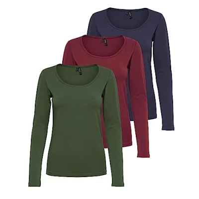 Image of VERO MODA Women&#039;s Vmmaxi My Ls Soft Uneck Ga Noos Long Sleeve Shirts, 1 x Night Sky, Port Royale, Rifle Green, XL