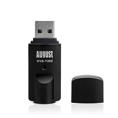 Image of USB Freeview TV Tuner Stick August DVB T202 Watch on Your PC No Internet Connection Needed Supports Windows 11/10 / 8/7 [Black]