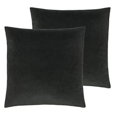 Image of Evans Lichfield Sunningdale Polyester Filled Cushions (Twin Pack), Charcoal, 50 x cm