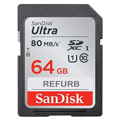 Image of SanDisk Ultra 64GB SDXC up to 80MB/sec Class 10 Memory Card FFP (Refurbished)