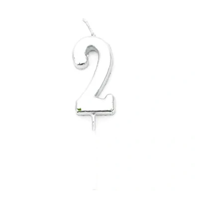 Image of Shatchi Gifts 4 All Occasions Limited Silver 2 Number Candle Birthday Anniversary Party Cake Decorations Topper, 4.5 cm