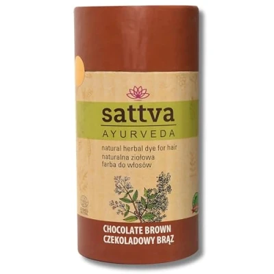 Image of Sattva Natural Hair Color Henna for Allergies Organic Plant Based Dye Color, Volume and Shine Double Portion ECOCERT (Chocolate, 150)
