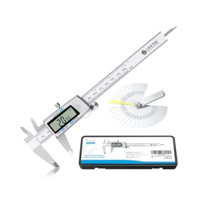 Image of eSynic 150mm/6Inch Digital Vernier Caliper with Fractions/Inch/Metric Conversion Electronic Stainless Steel Body Feeler Gauge for Designer Engineer Teacher etc