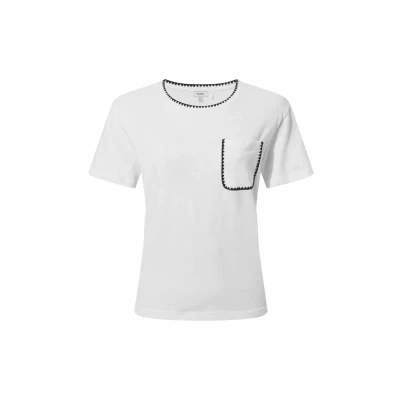 Image of TOG24 Liana Women&#039;s Supersoft Cotton Tee, Summer T Shirt, Beathable, Scooped Neckline, Laddering Detail &amp; Embroidery