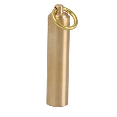 Image of magideal Door Brass Capsule Pill Box Waterproof Survival EDC Tool for Camping Hiking