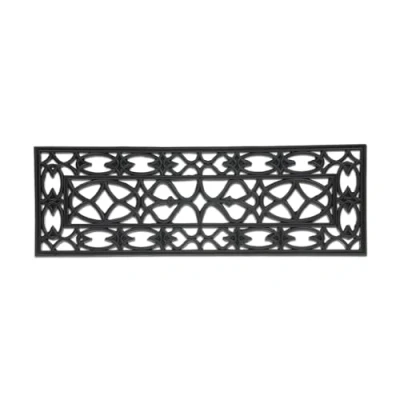 Image of Relaxdays Rubber Doormat with Pattern, Waterproof, Anti Slip, Floor Mat, Indoor and Outdoor Use, 0.5 x 75 25 cm, Black