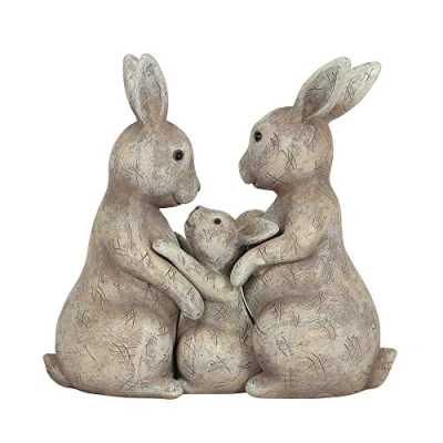 Image of Adorable Family Bunny Ornament 12cm x (1 Pc.) Featuring Loving Daddy, Mummy &amp; Baby Bunnies for Loved Ones Room Decor