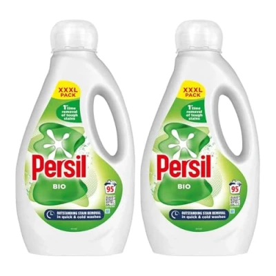 Image of Persil XXXL Washing Liquid Detergent Outstanding Stain Removal Quick and Cold Wash Tough on Stains Gentle Next to Sensitive Skin 95 Washes 2.565 Litre (Pack of 2, Bio)