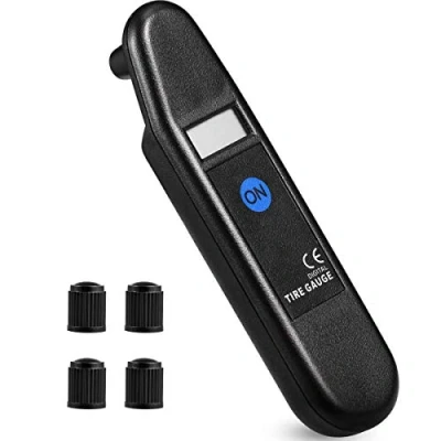 Image of CZC AUTO Digital Tyre Pressure Gauge Checker 100 PSI 4 Ranges with LCD Display &amp; Non Slip Grip for Car Truck Bike Motorcycle, Plastic Valve Caps