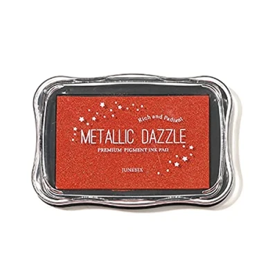 Image of INCAUCA Metallic Ink Pads for Rubber Stamps, Washable Stamp Pad, Stamping, Embossing Craft Pad Stamps Partner DIY Color Wedding Card Making Scrapbook Wood Paper, Red