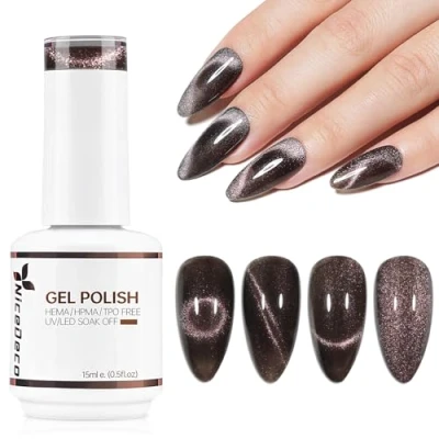 Image of Nicedeco Cat Eye Gel Nail Polish, 15ML UV/LED Soak Off Hema free, Cruelty Vegan, Art Manicure Pedicure, Salon &amp; Home Use Long Lasting Easy to Apply 300
