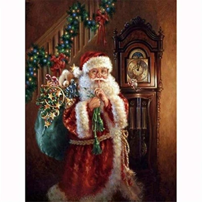 Image of Diamond Painting by Numbers Kit for Adults/Kids Santa Claus 40x50cm/16*20in DIY 5D Embroidery Large Full Drill Crystal Rhinestone Cross Stitch Handicrafts Home Living bedroom Wall Decoration