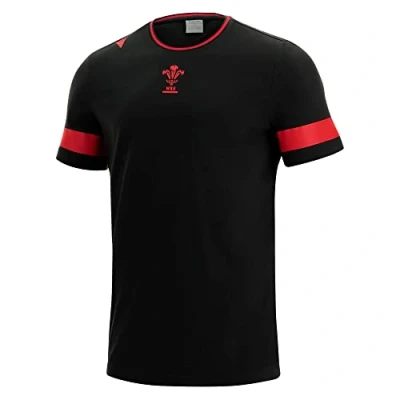 Image of Macron welsh rugby 2021/22 black leisure t shirt