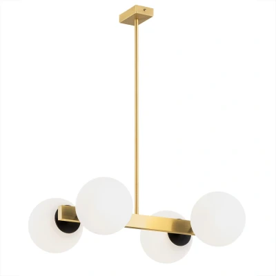 Image of Freemont Globe Pendant Ceiling Light Opal Matt, Brushed Brass