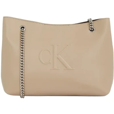 Image of Calvin Klein Jeans Sculpted Chain Shoulder BAG Handbag, Women&#039;s, Size: One Size, Crockery