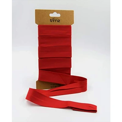 Image of Trimz Poly Cotton Bias Binding, Red, 25mm x 5m