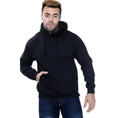 Image of NY Deluxe Edition Men Hooded Fleece Sweatshirt Pullover Plain Hoodie Top Jumper Size S to XL (BLACK, M)