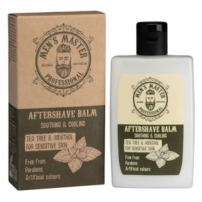 Image of Men&#039;s Master Aftershave Balm with Green Tea and Menthol After Shave for Men Product Beard Care Moisturizing Nourishing Paraben Free 120 ML