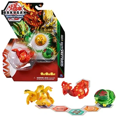 Image of BAKUGAN &#039;Evolutions&#039; Starter Pack of 3 Balls (Ultra Pyrus Serpillious, Basic Ventus Hydorous, Aurelus Pegatrix)