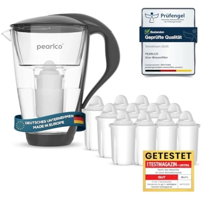 Image of PearlCo Glass Water Universal classic Filter (anthracite) incl. 12 Cartridges (compatible with Brita® Classic)