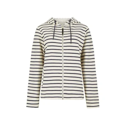 Image of Weird Fish Maraz Striped Loopback Full Zip Hoodie Ecru Size 12