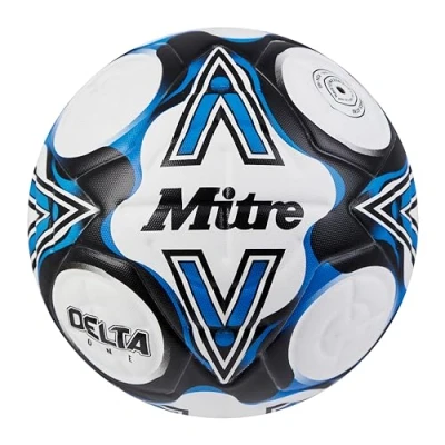 Image of Mitre Delta Football Highly Durable Enhanced Accuracy and Consistency, White/Black/Blue, 4
