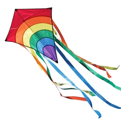 Image of CIM kite Rainbow Eddy single line for children from the age of 3 years up 65x74cm incl. string and 8x105cm striped tails (Red)