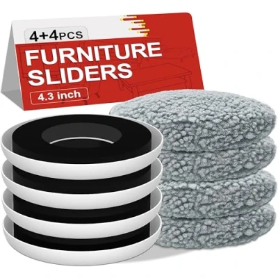 Image of NIUXX Furniture Sliders for Carpet, 4 Set Appliance with Anti Slip Groove, Round Heavy Duty Moving Gliders Socks Hardwood, Bed Sofa Tables Cabinet Easily