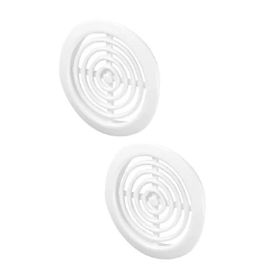 Image of 2 x White Mini Circle Air Vent Grille 45mm / 1.77&quot; Pair of Round Ventilation Ducting Furniture Cover Soffit Grid T72