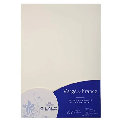 Image of Clairefontaine Ref 41400L G.Lalo Papier Palle Paper Sheets (Pack of 20) A4 in Size, 160gsm Paper, Acid Free &amp; Neutral pH, Printer Compatible Vergé De France