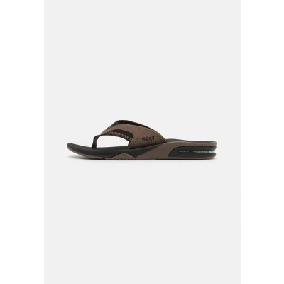 Image of Reef Fanning Tbar sandals, Men&#039;s, Size: 4, Black/tan High quality imitation leather