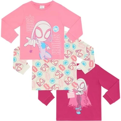 Image of Ghost Spider Three Pack 100% Combed Cotton Long Sleeved T Shirts Tops 3 4 Years 104cm Multicoloured