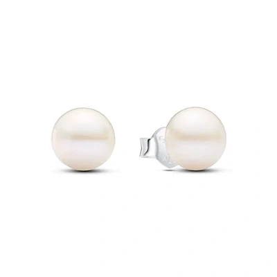 Image of Pandora Treated Freshwater Cultured Pearl 7mm Stud Silver Earrings