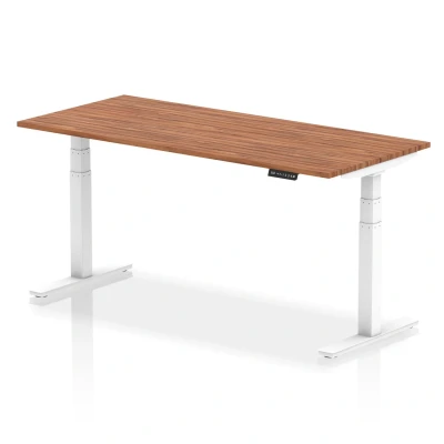 Image of Air 1800/800 Walnut Height Adjustable Desk With White Legs HA01028