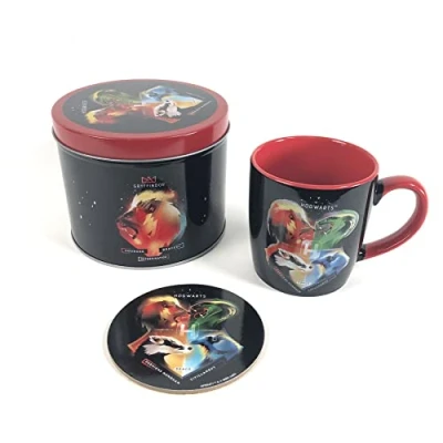 Image of Pyramid International Harry Potter Gryffindor, Slytherin, Hufflepuff and Ravenclaw Crests Gift Set with Mug Coaster in Reusable Metal Tin Official Merchandise