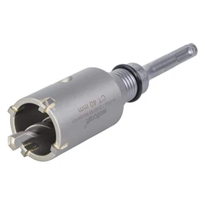 Image of wolfcraft Annular Bit, Tungsten Carbide Tipped, with SDS Plus Mandrel I 5480000 for Electrical and Plumbing installations in Concrete, Brick Walls Stone; Cutting Depth 46 mm