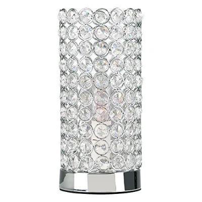 Image of MiniSun Modern Polished Chrome &amp; Clear Acrylic Jewel Cylinder Touch Table Lamp