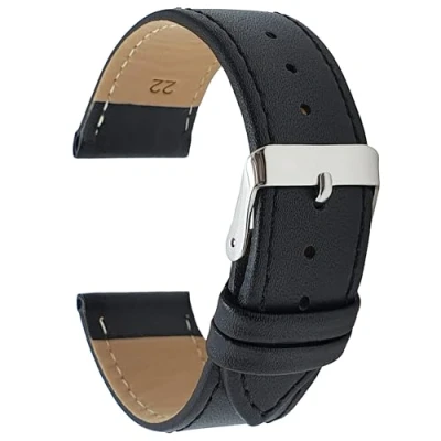 Image of Talk Time Leather Watch Strap Black 28mm