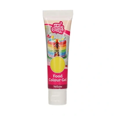 Image of FunCakes Food Colour Gel Yellow: Highly Concentrated Colouring for Batter, Cream, Fondant, Marzipan, Dough. Single Drips to Create Vibrant Colours. Halal. 30 g.