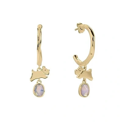 Image of Radley Ladies Sloane Square Gold Plated Moon Stone Jumping Dog Hoop Earrings RYJ1382S