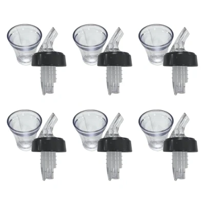 Image of Chabrias Ltd Premium 4 in 1 Speed Pourer + 25ml Jigger Thimble Measure Shot Glass Dust Cap UK Made Hygienic &amp; Leak Proof (6 Pack)