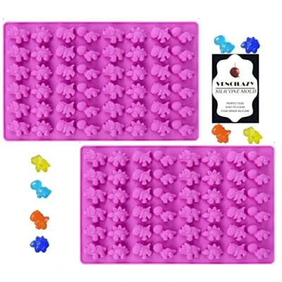 Image of Vencilazy Mini Dinosaur Silicone Chocolate Moulds 2PCS Shape Mold Non Stick Candy Jelly Ice Cube Tray Reusable Soap Wax Decoration Flexible Baking Mould