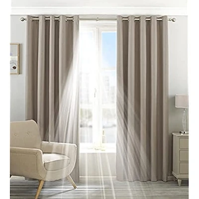 Image of Riva Home Eclipse Blackout Eyelet Curtains, Polyester, Natural, 90 x 54 (229 137 cm)